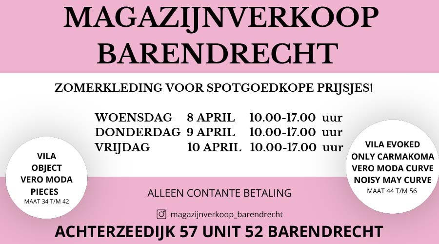 Magazijnverkoop Barendrecht start woensdag 8 april om 10.00 uur