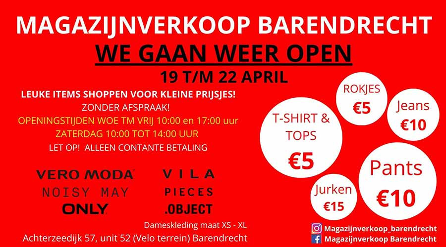 Normaal Onvoorziene omstandigheden Vooruitzien Barendrechts Dagblad | Magazijnverkoop (kleding) op Velo-terrein van 19 t/m  22 april