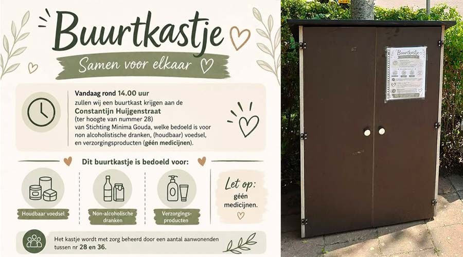 Nieuwe buurtkast van Stichting Minima Gouda in wijk de Korte Akkeren