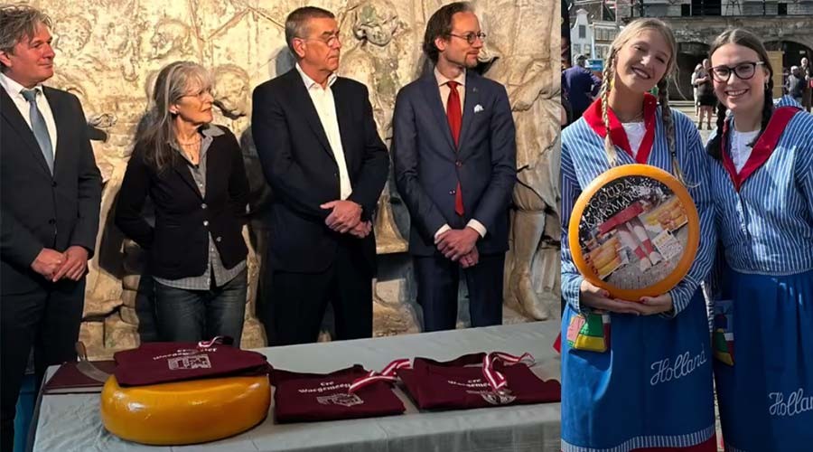 Vier Ere Waegemeesters benoemd tjjdens opening kaasmarkt Gouda