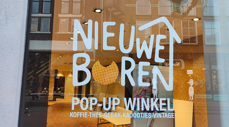 Pop-up winkel 'Nieuwe Buren' op de Kleiweg in Gouda