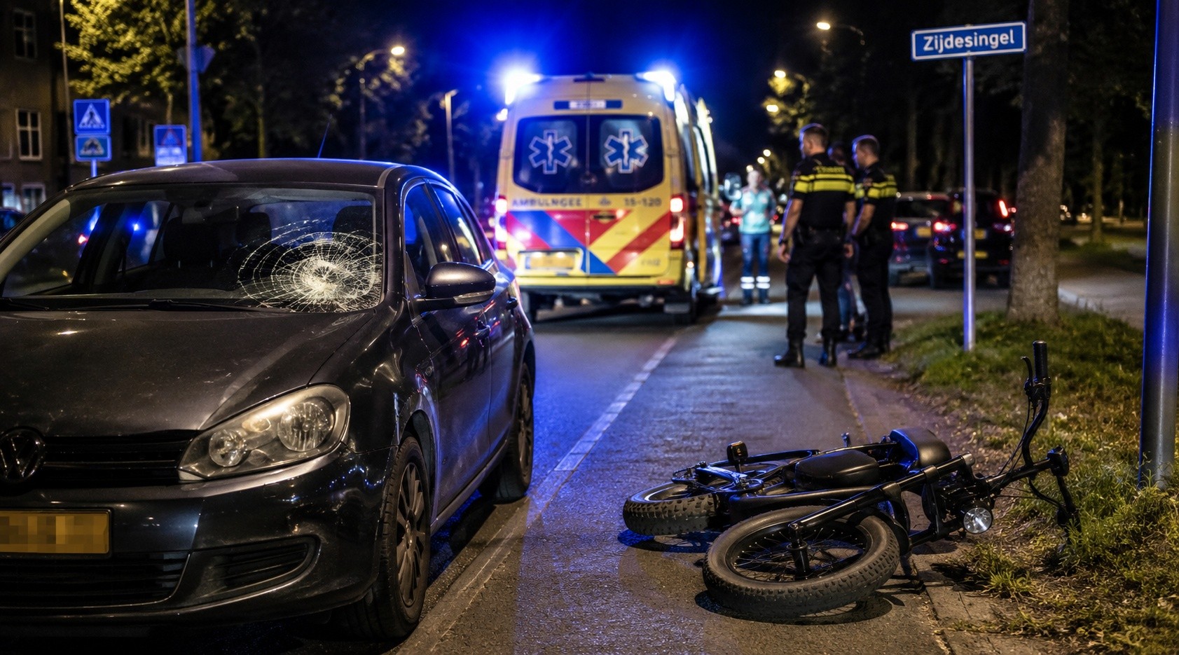 Fatbiker gewond na botsing met geparkeerde auto in Leidschendam
